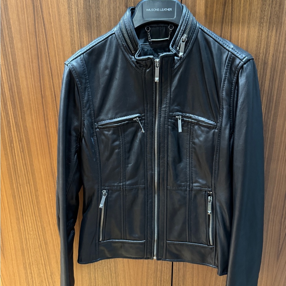 Wilsons Leather Black Jacket for Women Small